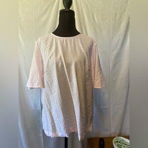A New Day Size Large Baby Pink Short Sleeve Crinkle Fabric Blouse Pastel